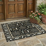 3' X 5' Black And Graphite Oriental Washable Indoor Outdoor Area Rug