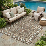 5' X 8' Coffee And Brown Oriental Washable Indoor Outdoor Area Rug