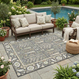 5' X 8' Gray And Graphite Oriental Washable Indoor Outdoor Area Rug
