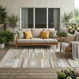 5' X 8' Ivory And Beige Striped Washable Indoor Outdoor Area Rug