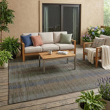 5' X 8' Black And Graphite Striped Washable Indoor Outdoor Area Rug