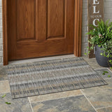 3' X 5' Gray And Graphite Striped Washable Indoor Outdoor Area Rug