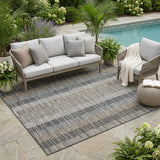 5' X 8' Gray And Graphite Striped Washable Indoor Outdoor Area Rug