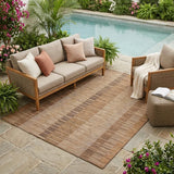 5' X 8' Orange And Brown Striped Washable Indoor Outdoor Area Rug