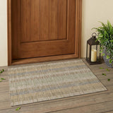 3' X 5' Taupe And Brown Striped Washable Indoor Outdoor Area Rug