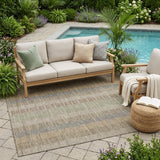 5' X 8' Taupe And Brown Striped Washable Indoor Outdoor Area Rug