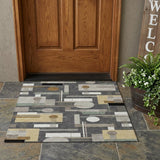3' X 5' Graphite And Gray Geometric Washable Indoor Outdoor Area Rug