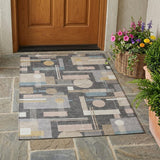 3' X 5' Gray And Graphite Geometric Washable Indoor Outdoor Area Rug