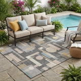 5' X 8' Gray And Graphite Geometric Washable Indoor Outdoor Area Rug