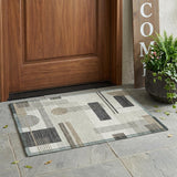 3' X 5' Ivory And Silver Geometric Washable Indoor Outdoor Area Rug