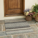 3' X 5' Black And Beige Striped Washable Indoor Outdoor Area Rug