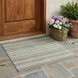 3' X 5' Green And Beige Striped Washable Indoor Outdoor Area Rug