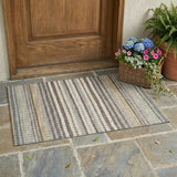 3' X 5' Coffee And Brown Striped Washable Indoor Outdoor Area Rug