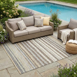 5' X 8' Coffee And Brown Striped Washable Indoor Outdoor Area Rug