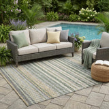 5' X 8' Khaki And Brown Striped Washable Indoor Outdoor Area Rug