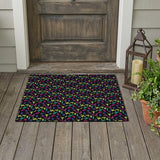 3' X 5' Black And Teal Blue Abstract Washable Indoor Outdoor Area Rug