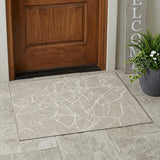 3' X 5' Beige And Brown Abstract Washable Indoor Outdoor Area Rug