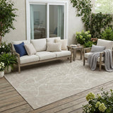 5' X 8' Beige And Brown Abstract Washable Indoor Outdoor Area Rug