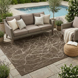 5' X 8' Chocolate And Brown Abstract Washable Indoor Outdoor Area Rug