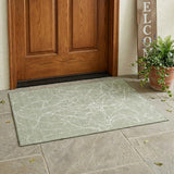 3' X 5' Green And Ivory Abstract Washable Indoor Outdoor Area Rug
