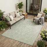 5' X 8' Green And Ivory Abstract Washable Indoor Outdoor Area Rug