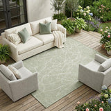 8' X 10' Green And Ivory Abstract Washable Indoor Outdoor Area Rug