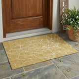 3' X 5' Gold And Wheat Abstract Washable Indoor Outdoor Area Rug