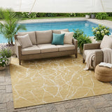 5' X 8' Gold And Wheat Abstract Washable Indoor Outdoor Area Rug