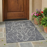 3' X 5' Gray And Graphite Abstract Washable Indoor Outdoor Area Rug