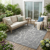 5' X 8' Gray And Graphite Abstract Washable Indoor Outdoor Area Rug