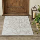 3' X 5' Ivory And Silver Abstract Washable Indoor Outdoor Area Rug