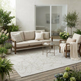 5' X 8' Ivory And Silver Abstract Washable Indoor Outdoor Area Rug