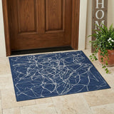 3' X 5' Navy Blue And Blue Abstract Washable Indoor Outdoor Area Rug