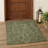 3' X 5' Olive Green And Green Abstract Washable Indoor Outdoor Area Rug