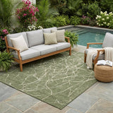 5' X 8' Olive Green And Green Abstract Washable Indoor Outdoor Area Rug