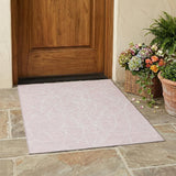 3' X 5' Pink And Linen Abstract Washable Indoor Outdoor Area Rug