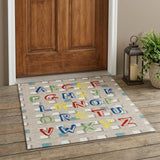 3' X 5' Beige And Brown Geometric Washable Indoor Outdoor Area Rug