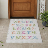 3' X 5' Ivory And White Geometric Washable Indoor Outdoor Area Rug