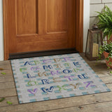3' X 5' Pewter And Gray Geometric Washable Indoor Outdoor Area Rug