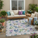 5' X 8' Silver And Gray Geometric Washable Indoor Outdoor Area Rug