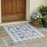 3' X 5' Gray And Blue Geometric Washable Indoor Outdoor Area Rug
