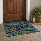 3' X 5' Black And Graphite Abstract Washable Indoor Outdoor Area Rug