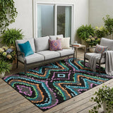 5' X 8' Black And Graphite Abstract Washable Indoor Outdoor Area Rug