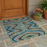 3' X 5' Gray And Graphite Abstract Washable Indoor Outdoor Area Rug