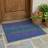 3' X 5' Blue And Purple Geometric Washable Indoor Outdoor Area Rug