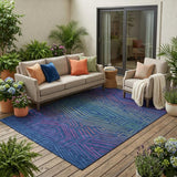 5' X 8' Blue And Purple Geometric Washable Indoor Outdoor Area Rug