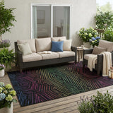 5' X 8' Black And Purple Geometric Washable Indoor Outdoor Area Rug
