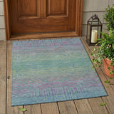 3' X 5' Teal Blue And Purple Geometric Washable Indoor Outdoor Area Rug