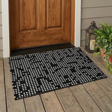 3' X 5' Black And White Abstract Washable Indoor Outdoor Area Rug