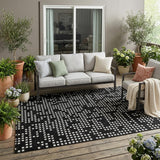 5' X 8' Black And White Abstract Washable Indoor Outdoor Area Rug